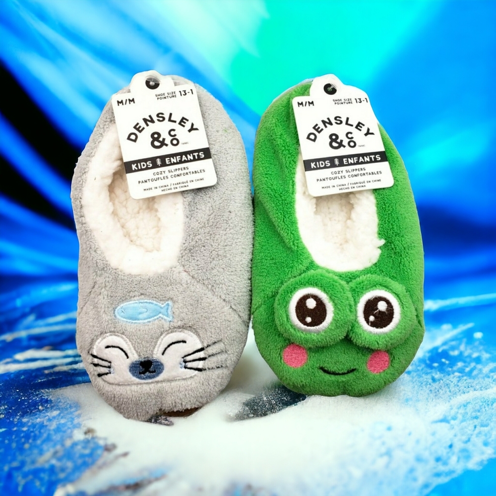 NWT COMBO Pack Densley & CO Kids Sherpa Fleece Animal Character Slippers -QTY 2